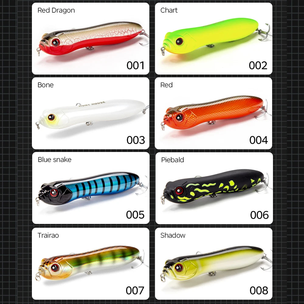Hunthouse Fishing Lure Noisy Pencil With Ball Rattle Stickbait 110/130mm Topwater Snake Head Bait For Fishing Bass Zander Pescar