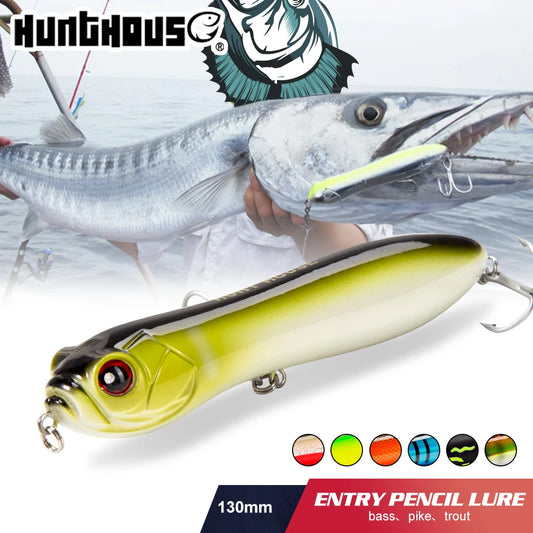 Hunthouse Fishing Lure Noisy Pencil With Ball Rattle Stickbait 110/130mm Topwater Snake Head Bait For Fishing Bass Zander Pescar