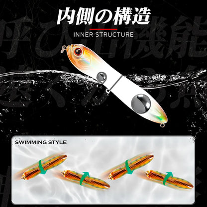Hunthouse Fishing Lure Noisy Pencil With Ball Rattle Stickbait 110/130mm Topwater Snake Head Bait For Fishing Bass Zander Pescar